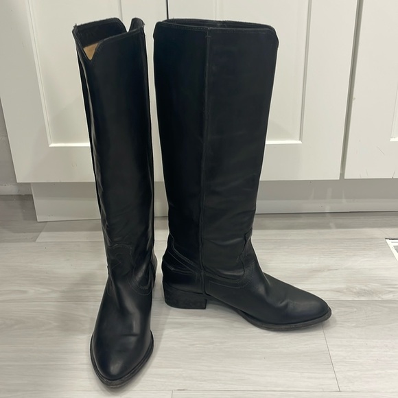 Frye Shoes - Frye Ray Seam Tall Black Leather Boots